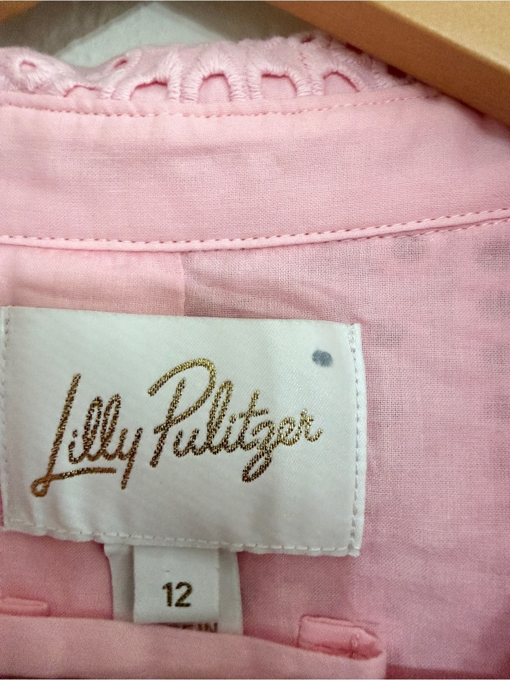 Lily Pulitzer Pink Eyelet Shirt Dress size 12 - Picture 9 of 11